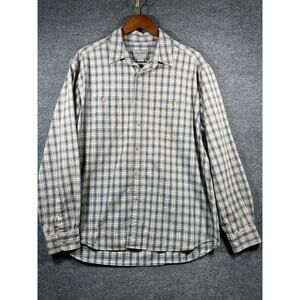 Eddie Bauer Button Up Shirt Men's Large Brown Plaid Long Sleeve Cotton Outdoor